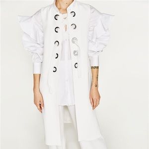 Zara White Grommet Vest Size S